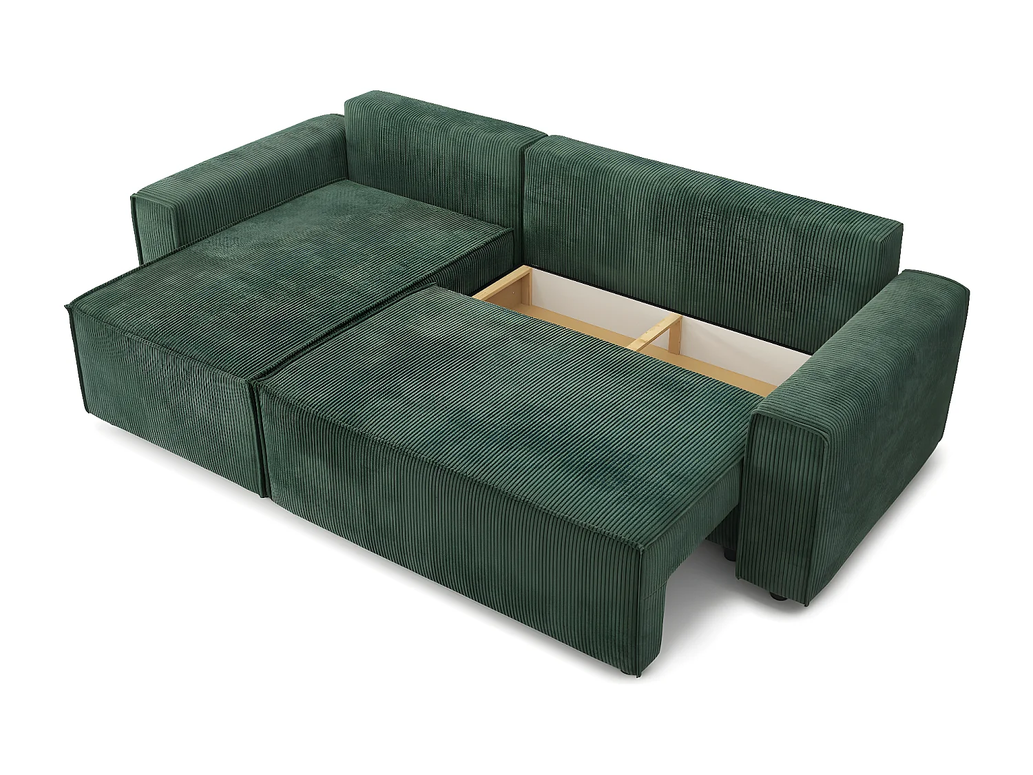 Canapé d'angle MIRA convertible et réversible velours côtelé vert