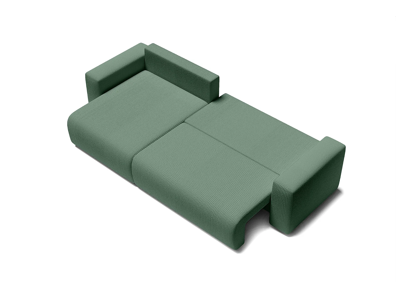 Canapé d'angle XL LEA convertible velours côtelé vert 5 places