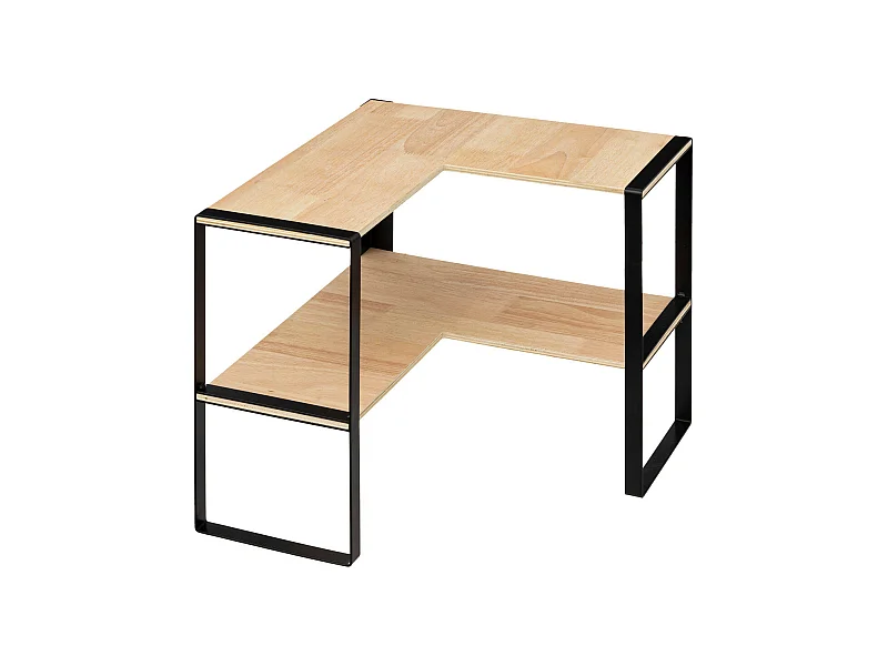 Étagère d'angle 2 niveaux en métal noir L 40 x P 40 x H 35 cm