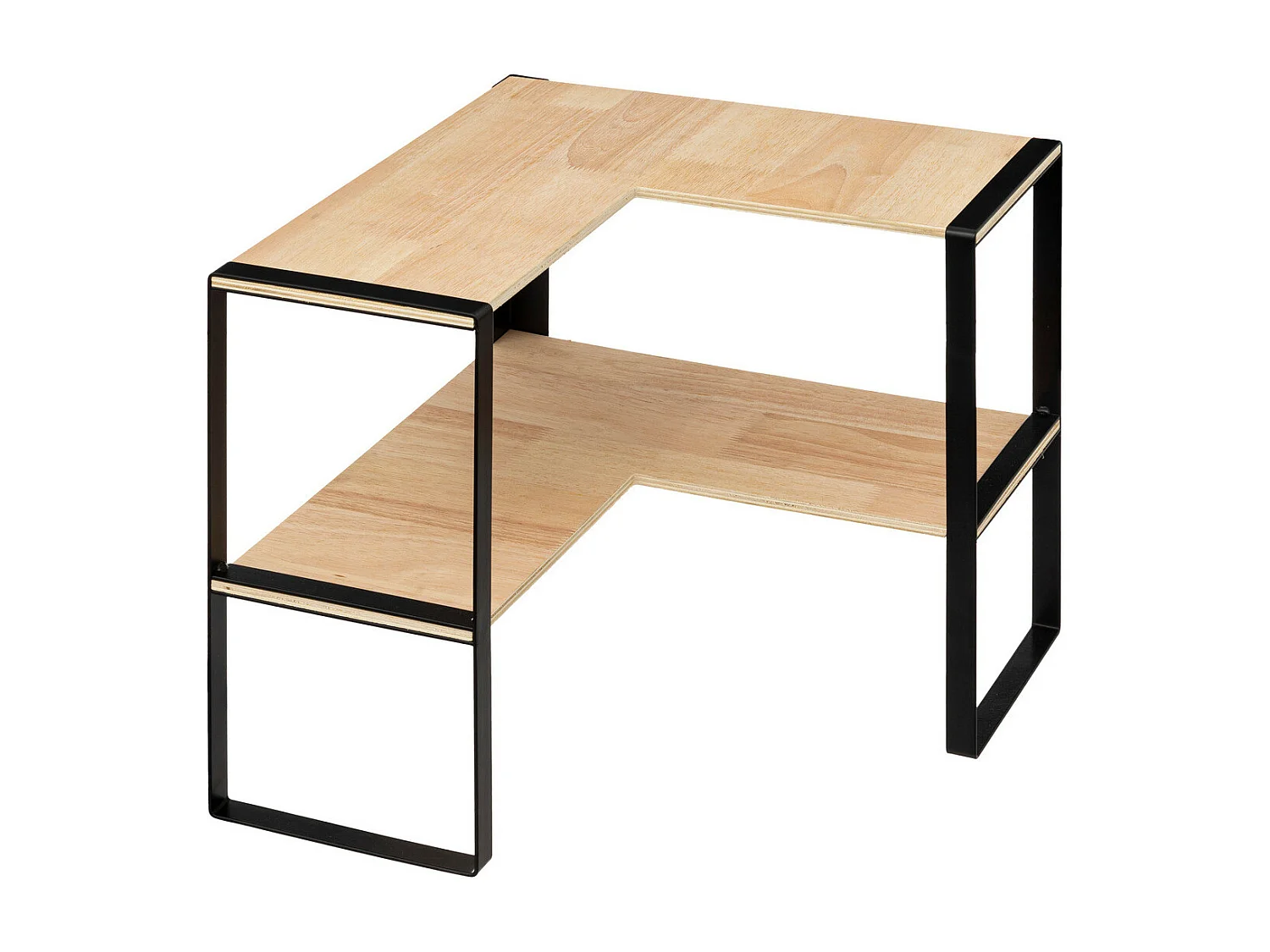 Étagère d'angle 2 niveaux en métal noir L 40 x P 40 x H 35 cm