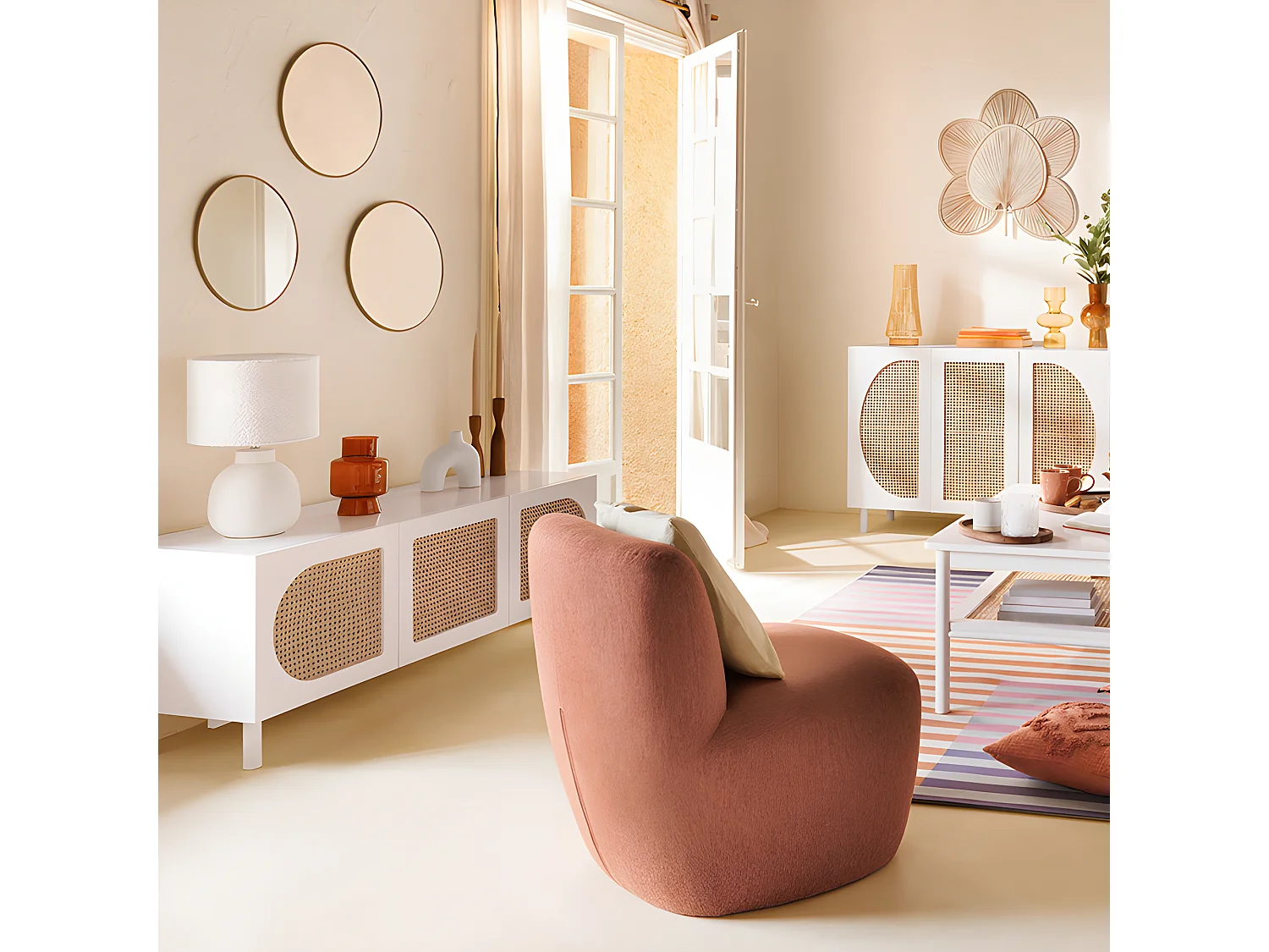 Meuble TV 3 Portes "Cabras" 140cm Blanc