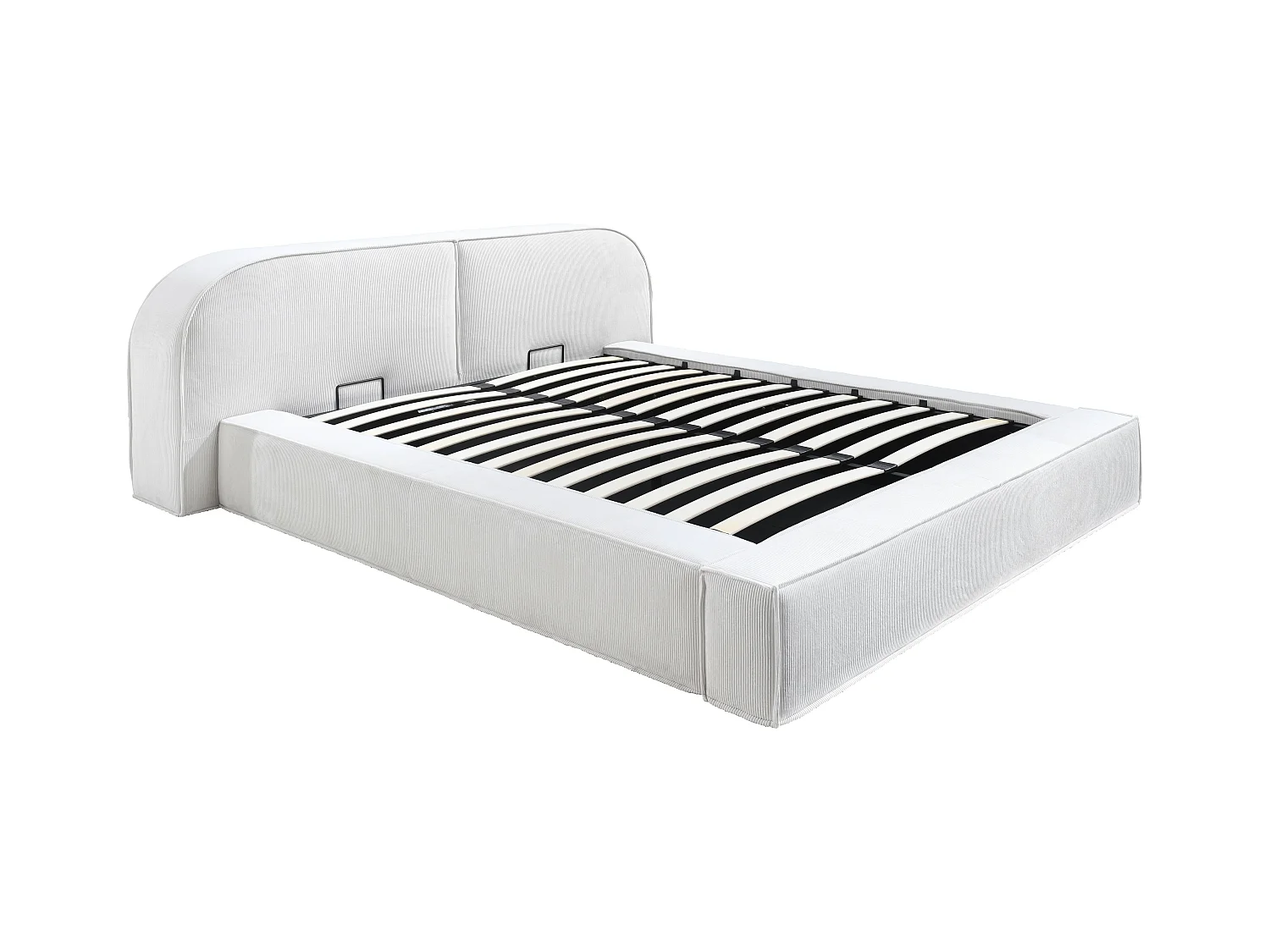 Cama arcón 180 x 200 cm - Terciopelo acanalado - Crema - Con colchón - LIRABA de Maison Céphy