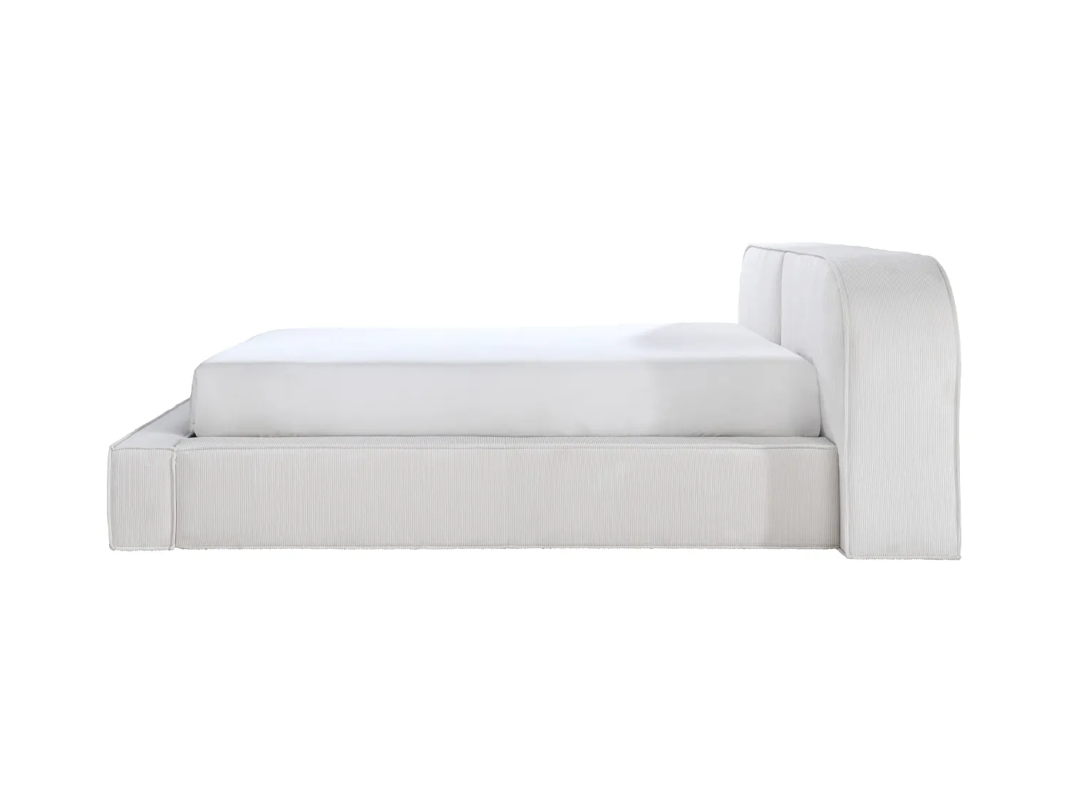 Lit coffre 160 x 200 cm - Velours côtelé - Crème - Avec matelas - LIRABA de Maison Céphy