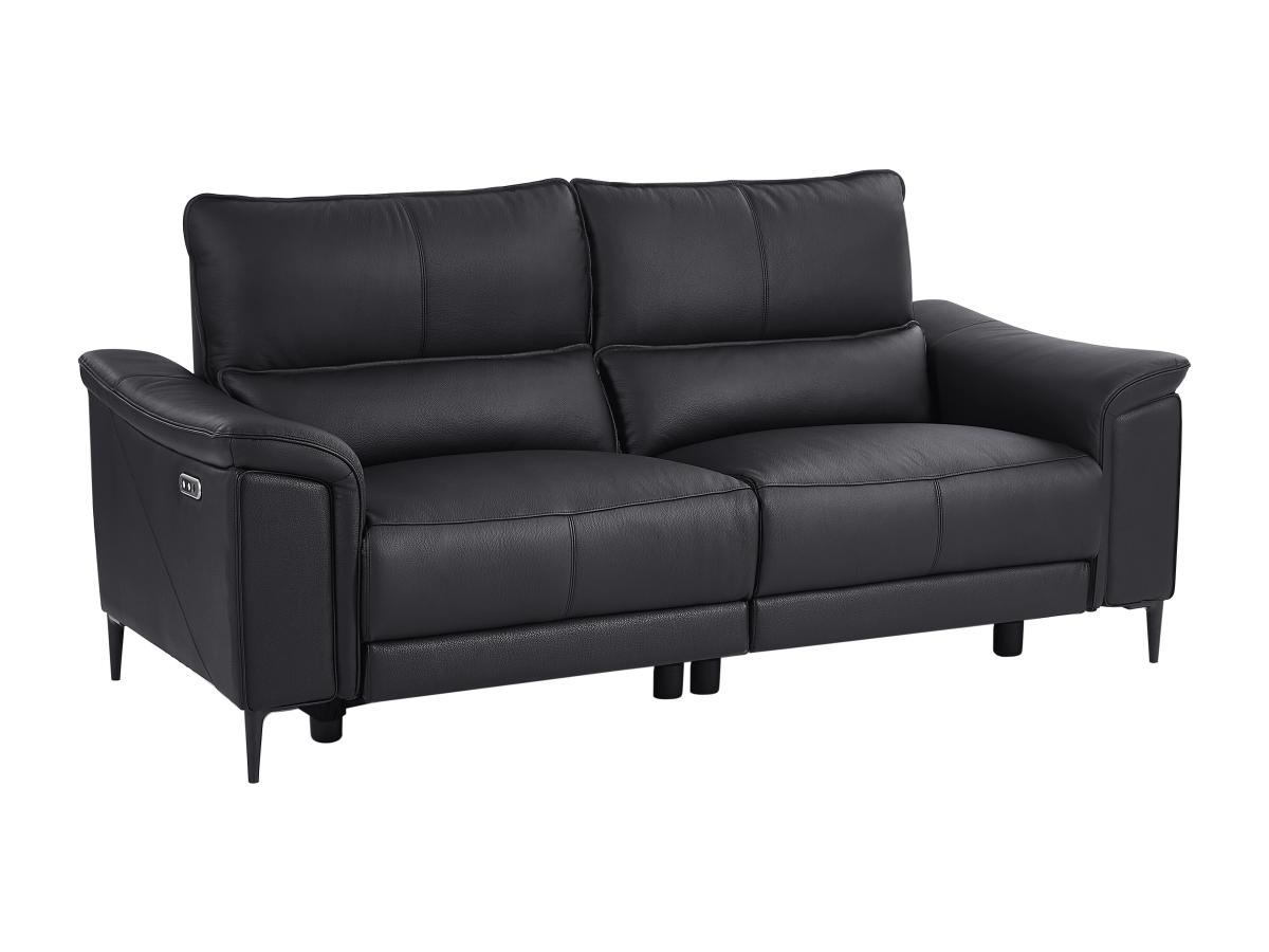 Relaxsofa elektrisch 3-Sitzer - Rindsleder - Schwarz - VALPARO günstig online kaufen