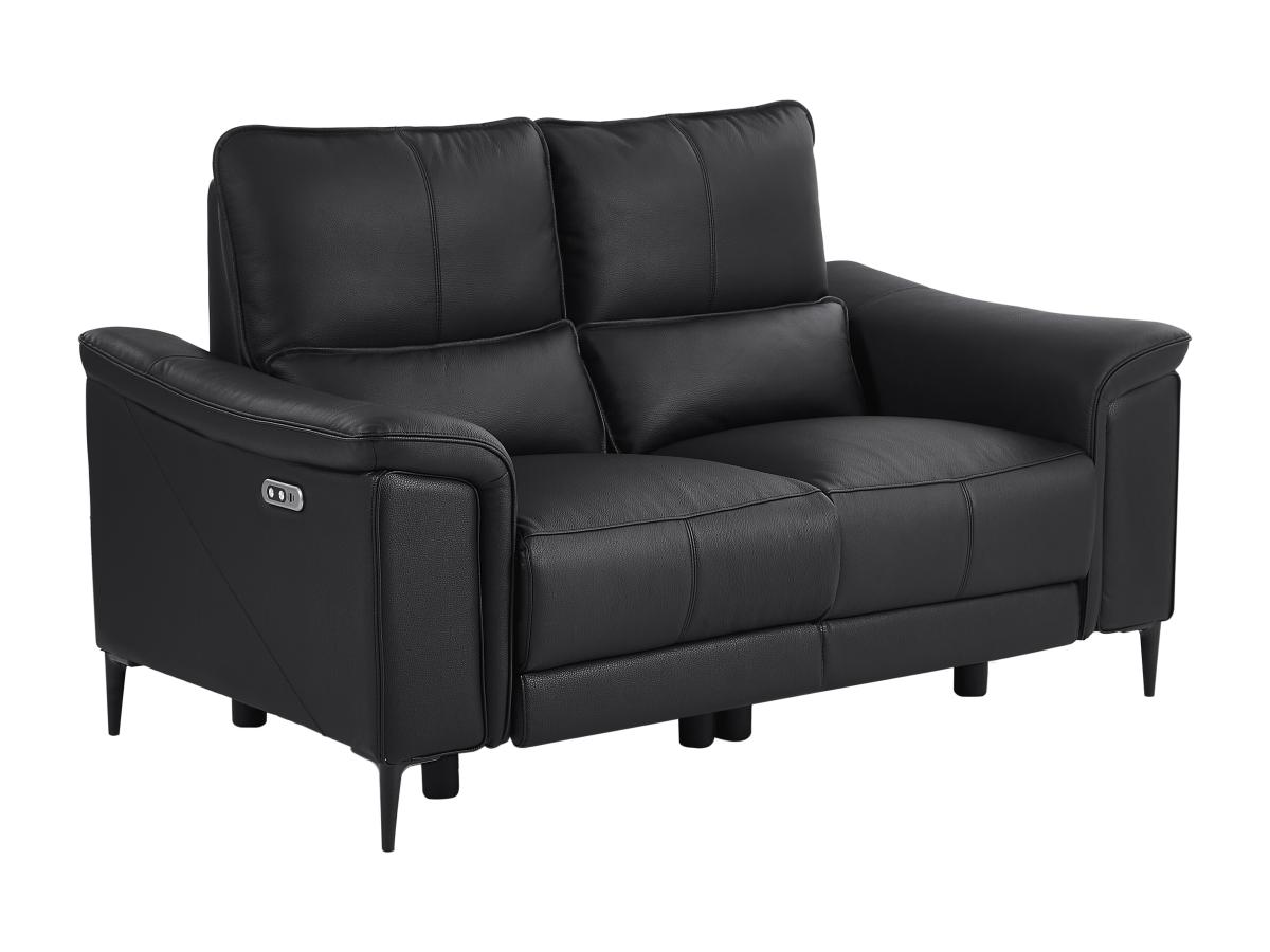 Relaxsofa elektrisch 2-Sitzer - Rindsleder - Schwarz - VALPARO günstig online kaufen