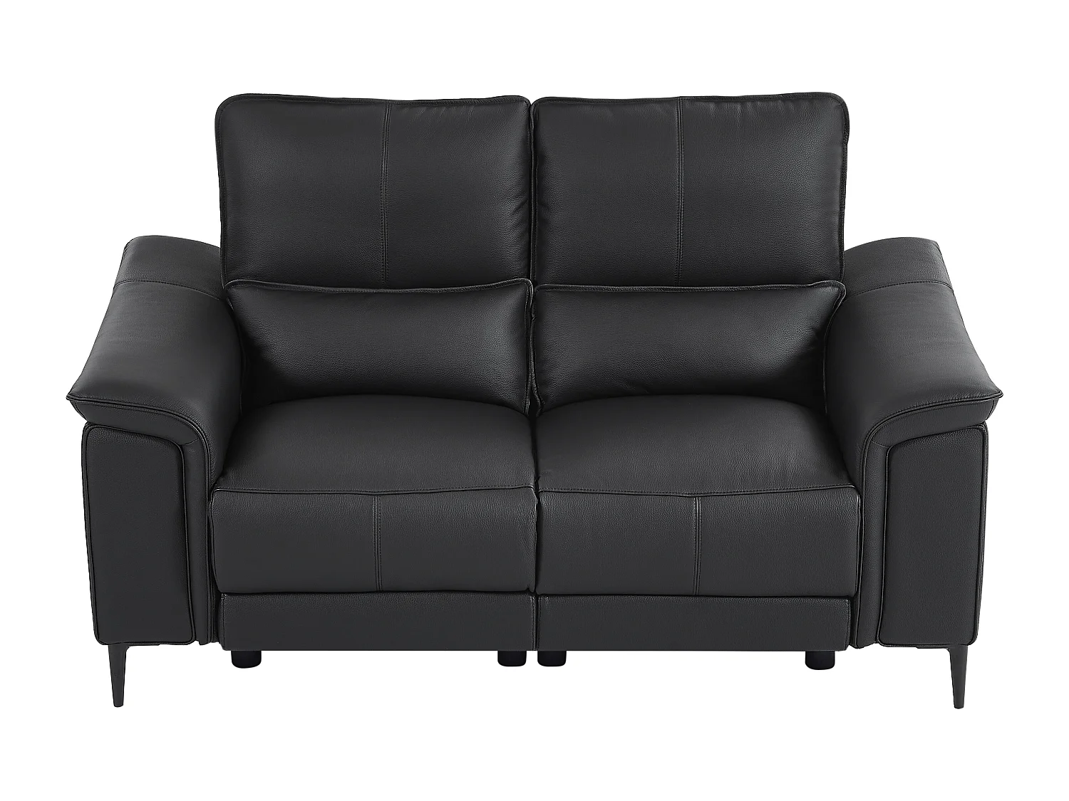 Svart 2-sits soffa VALPARO med elektrisk relaxfunktion i koläder