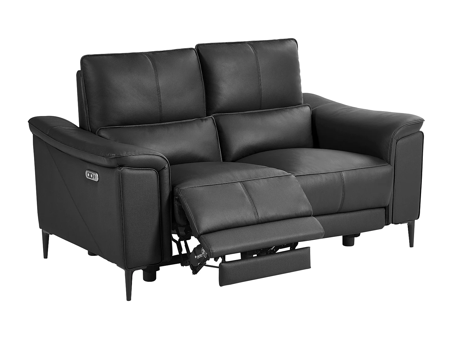 2-sits soffa med elektrisk relaxfunktion i anthracitgrått kalvläder VALPARO