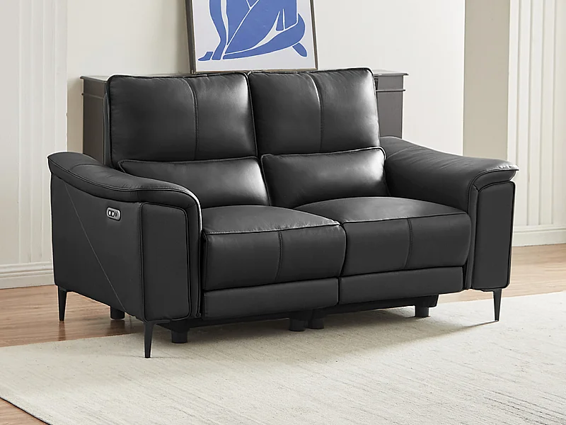 2-sits soffa med elektrisk relaxfunktion i anthracitgrått kalvläder VALPARO