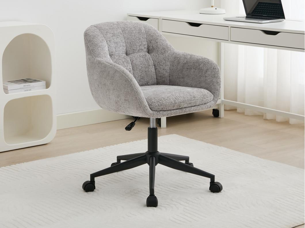 Chaise de bureau - Tissu texturé - Gris - Hauteur réglable - LASSANDRA de Pascal Morabito