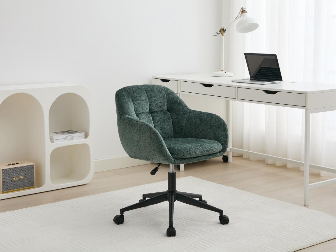 vente unique Chaise de bureau - Tissu texturé - Vert sapin - Hauteur réglable - LASSANDRA de Pascal Morabito