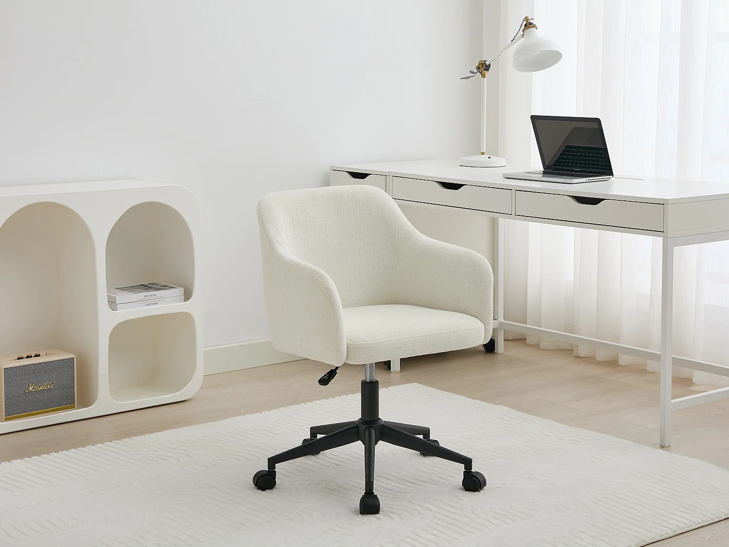 Bürostuhl höhenverstellbar - Strukturstoff - Cremefarben - MATOMI