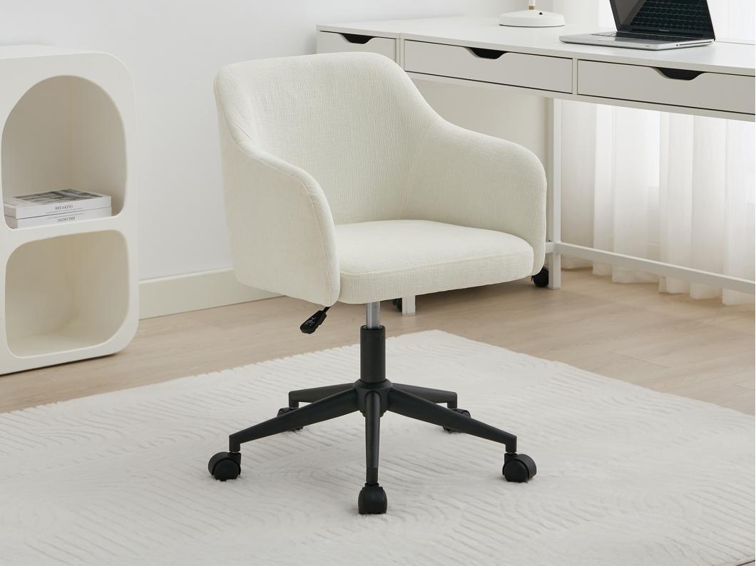 Chaise de bureau - Tissu texturé - Crème - Hauteur réglable - MATOMI