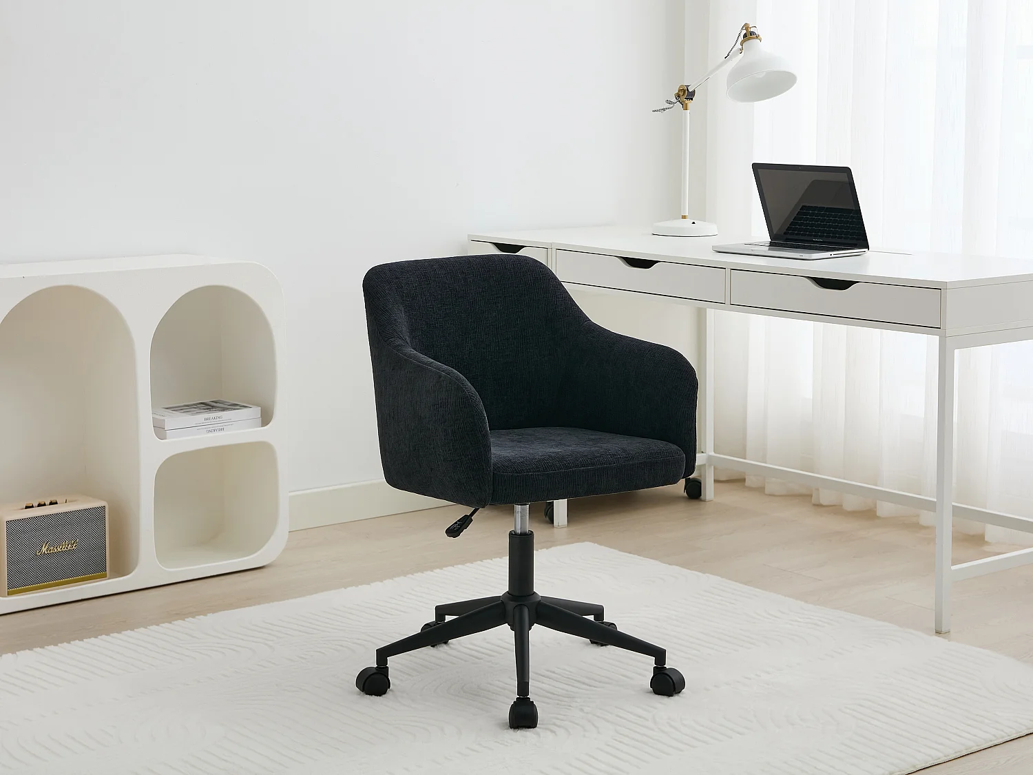 Bürostuhl höhenverstellbar - Strukturstoff - Schwarz - MATOMI