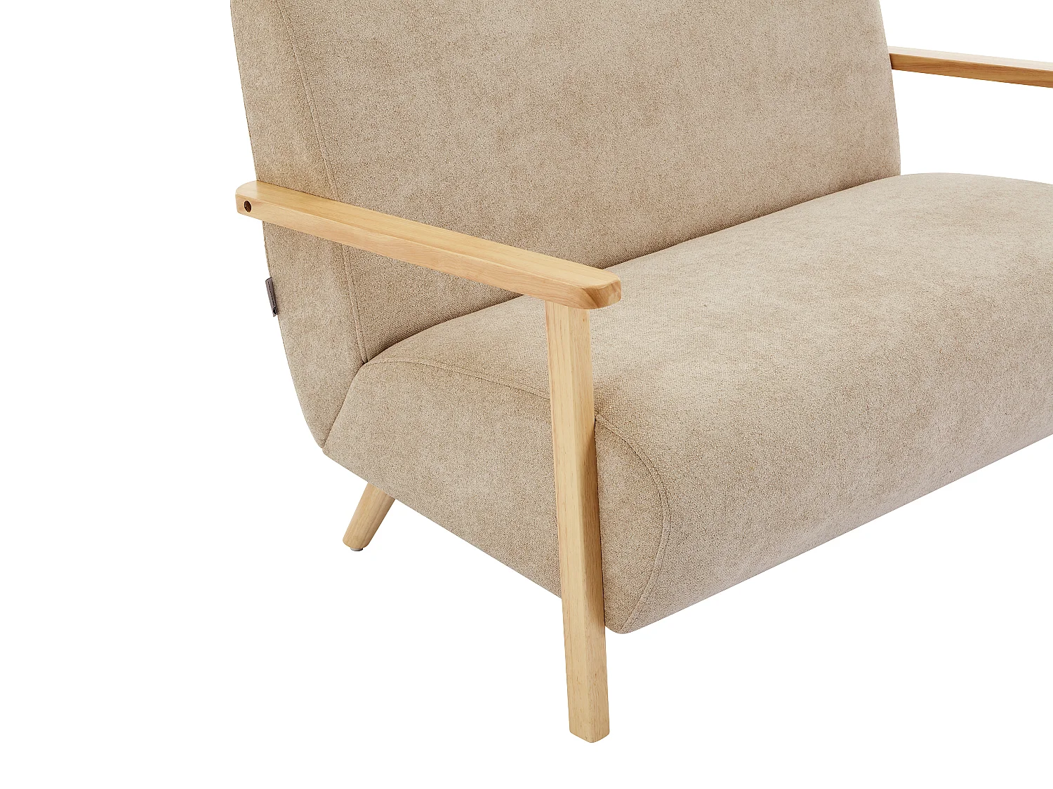 2-sits soffa i beige tyg och trä JULOMO