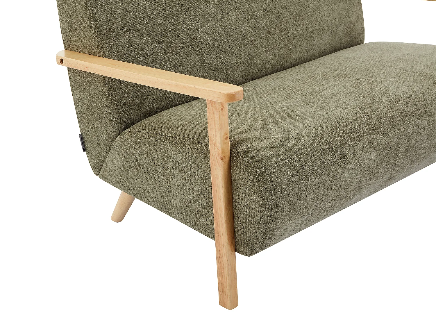 2-sitssoffa i grönt tyg och trä JULOMO