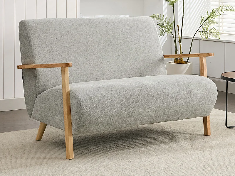 Divano 2 posti in tessuto Grigio e legno - JULOMO