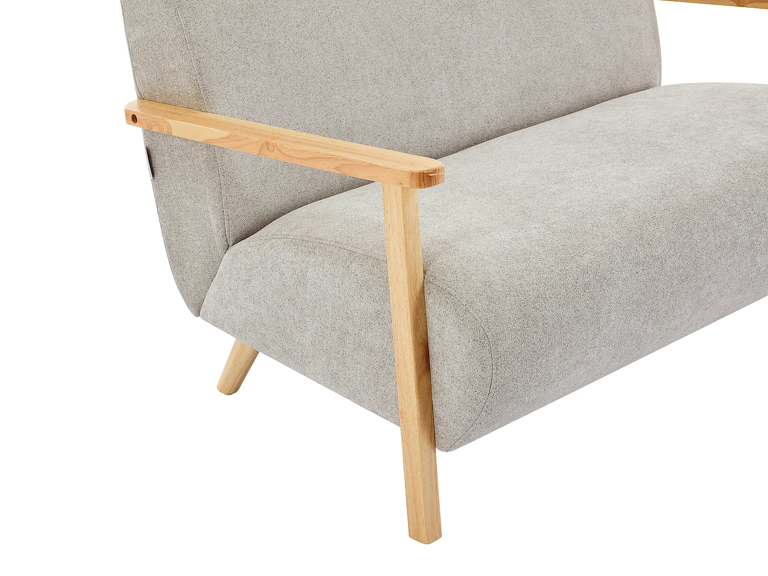 Divano 2 posti in tessuto Grigio e legno - JULOMO