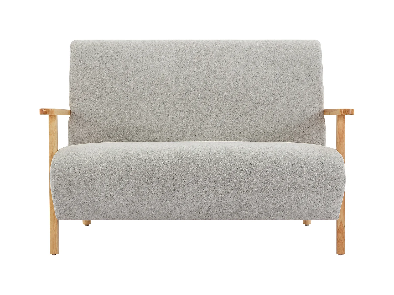 2-personers sofa i gråt stof og træ ben JULOMO