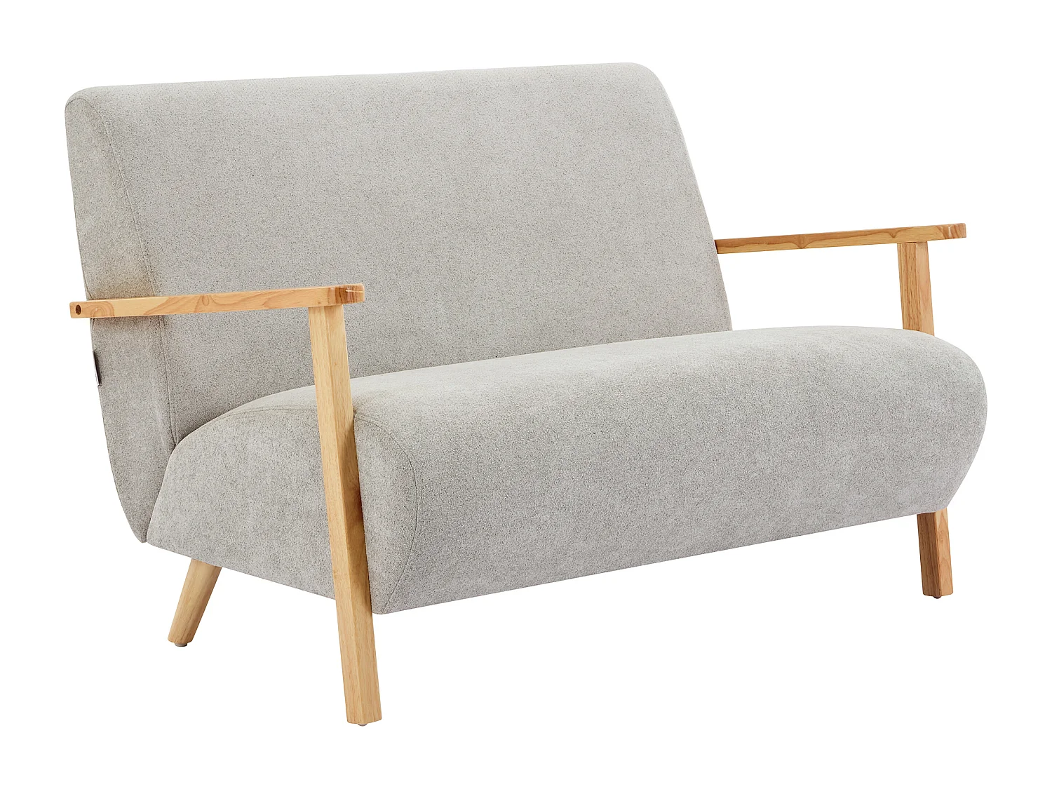 2-personers sofa i gråt stof og træ ben JULOMO