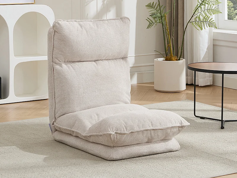 Fauteuil paresseux convertible réglable en tissu chiné beige MURTERA