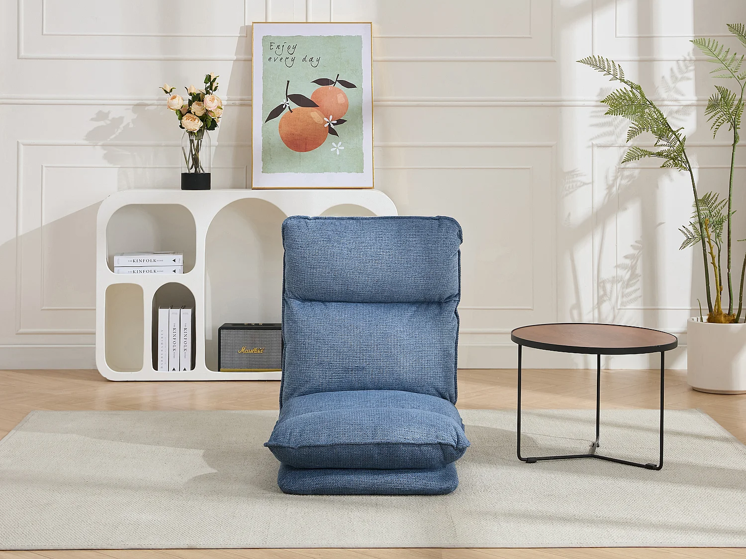 Sessel mit einstellbarer Schlaffunktion - melierter Stoff - Blau - MURTERA