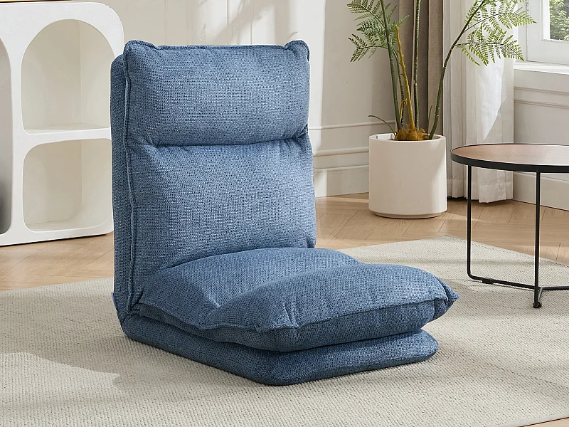 Fauteuil paresseux convertible réglable en tissu chiné bleu MURTERA