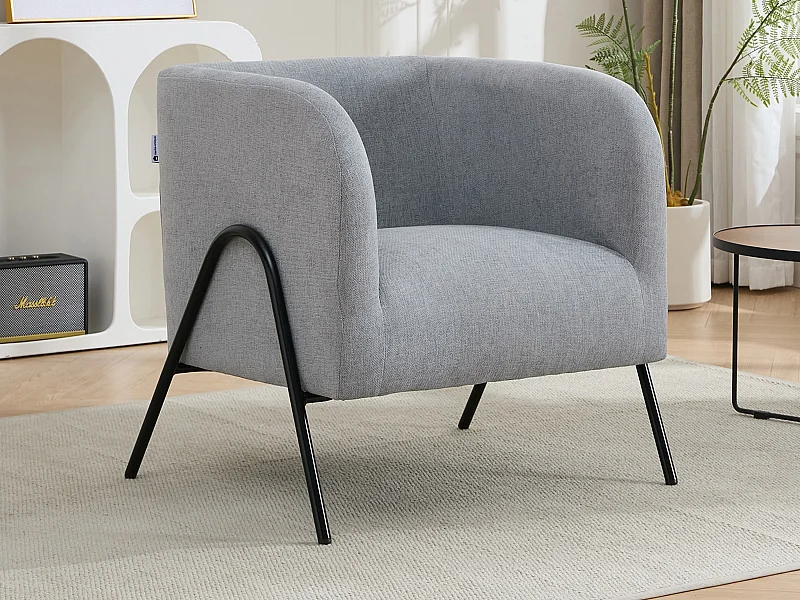 Fauteuil van grijze stof BLINODA