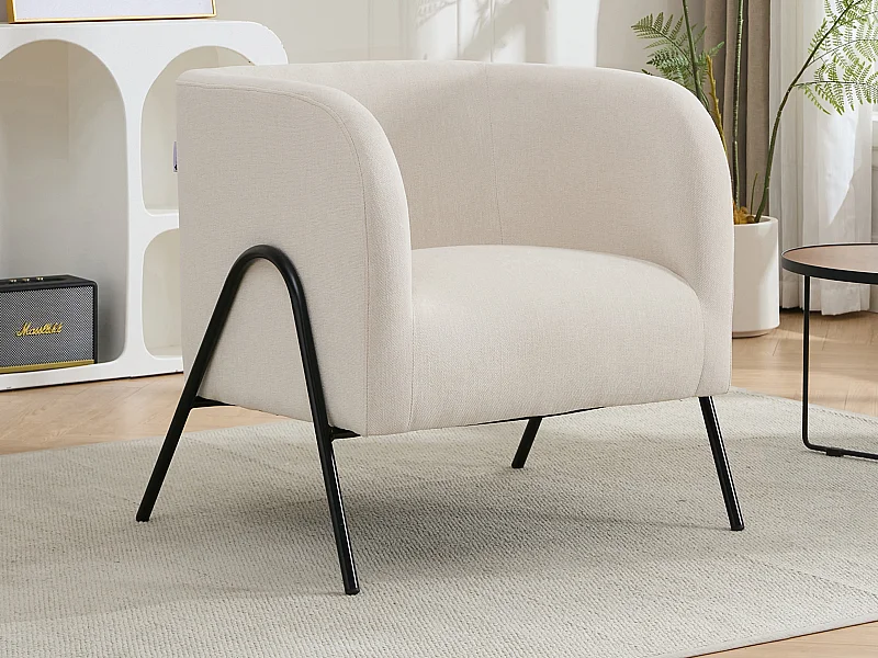 Fauteuil van beige stof BLINODA