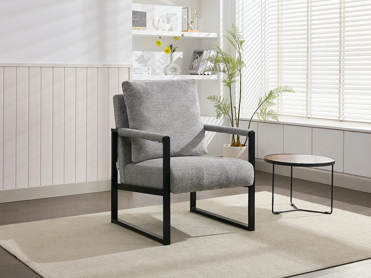 Fauteuil en tissu texturé gris ISPORI