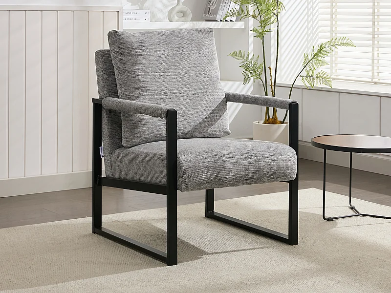 Fauteuil en tissu texturé gris ISPORI