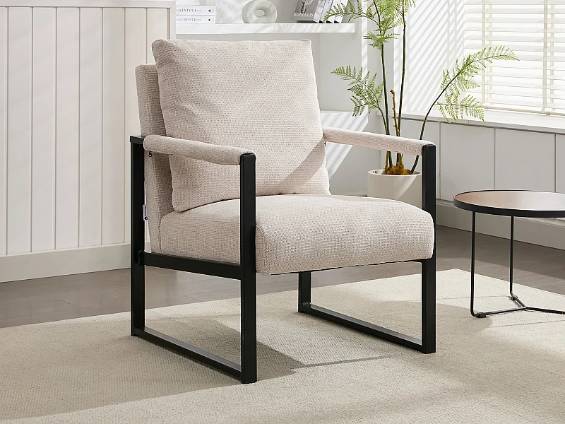 Sillón de tela texturizada beige ISPORI