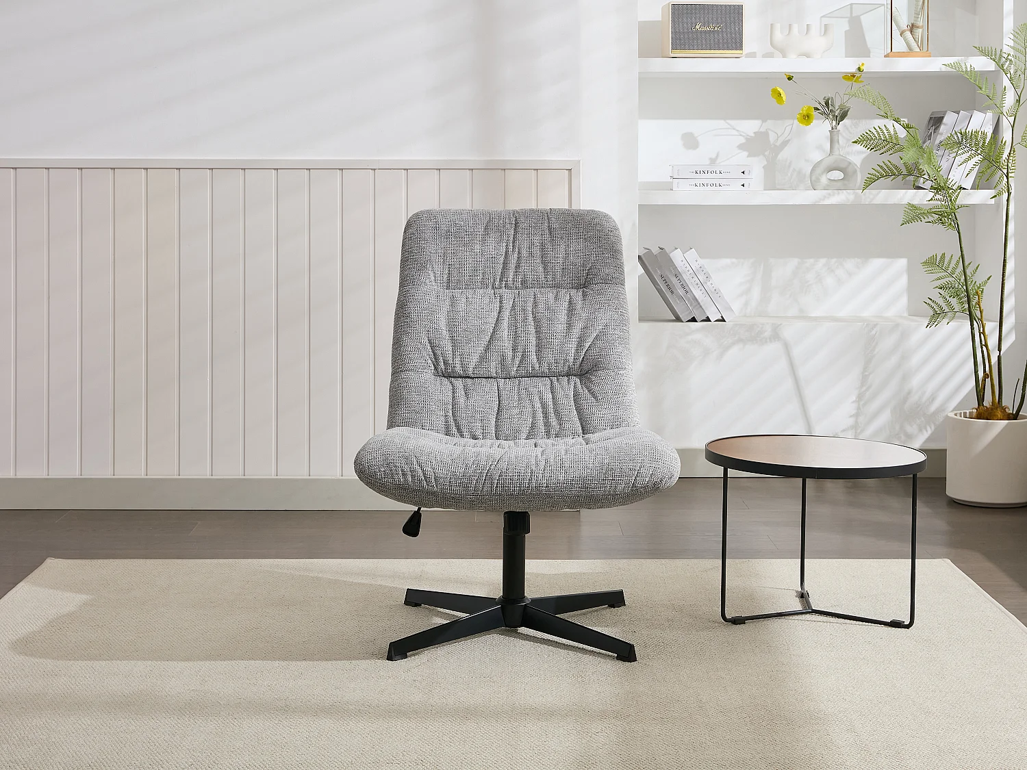 Sillón pivotante de tela jaspeado gris SELENDO