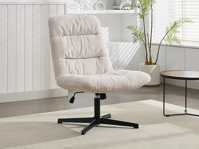 Fauteuil pivotant en tissu chiné beige SELENDO