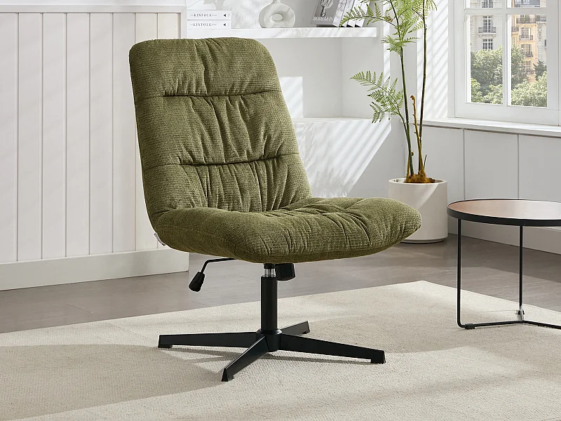 Sillón pivotante de tela jaspeado verde SELENDO