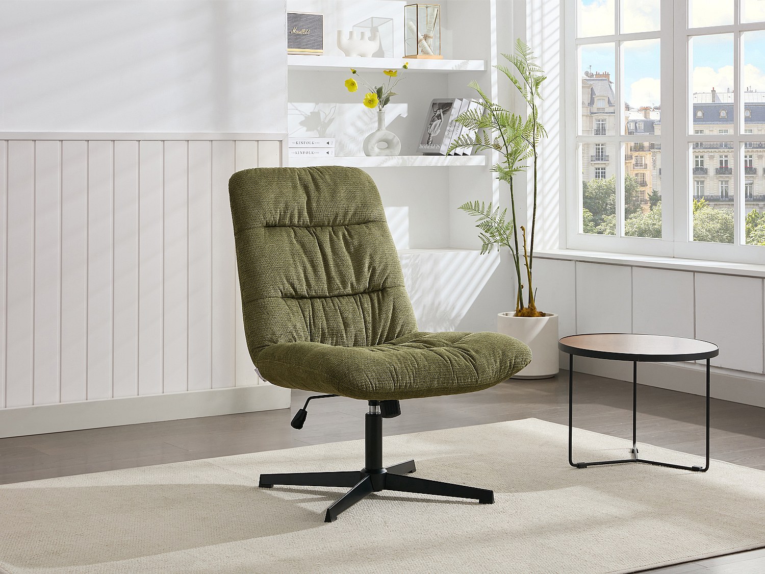 Drehsessel - melierter Stoff - Grün - SELENDO günstig online kaufen