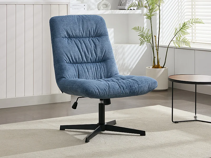 Drehsessel - melierter Stoff - Blau - SELENDO