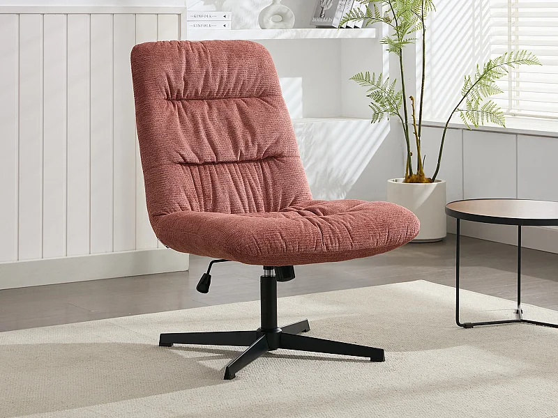 Poltrona girevole in Tessuto chiné Terracotta  - SELENDO