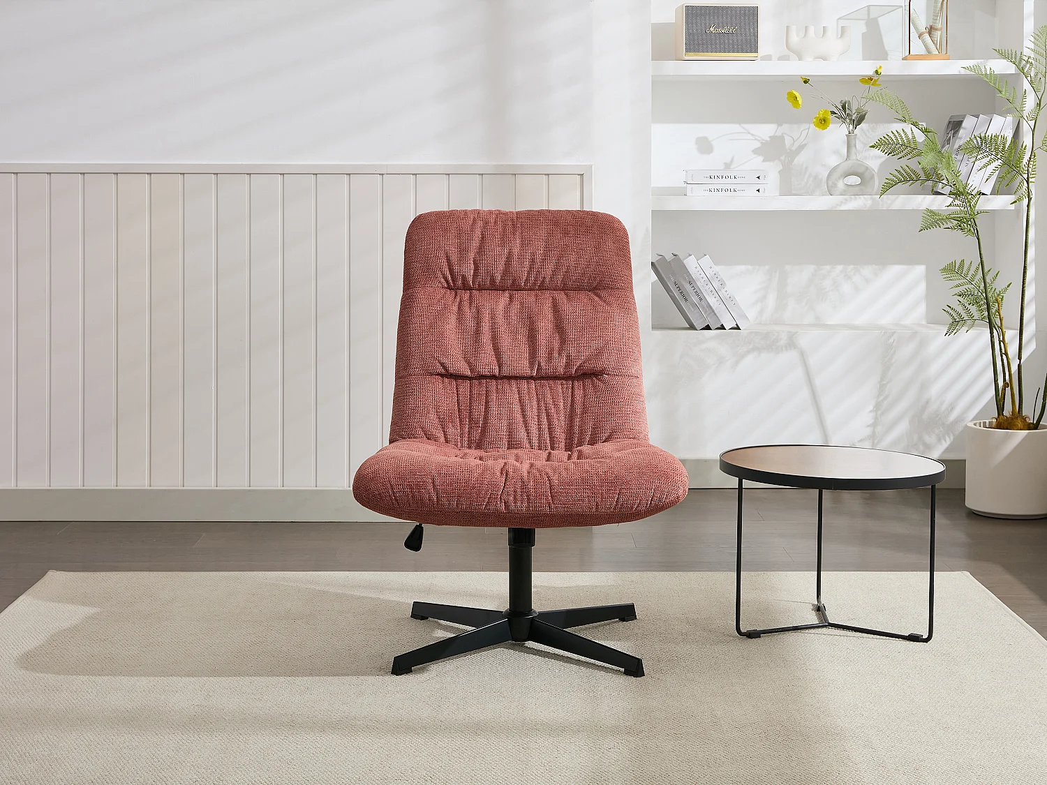 Poltrona girevole in Tessuto chiné Terracotta  - SELENDO