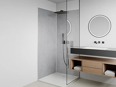 Wandpaneele Dusche 2er-Set inkl. Profile - Aluminium - 2x 90 x 210 cm - Beton-Optik - ARFINO