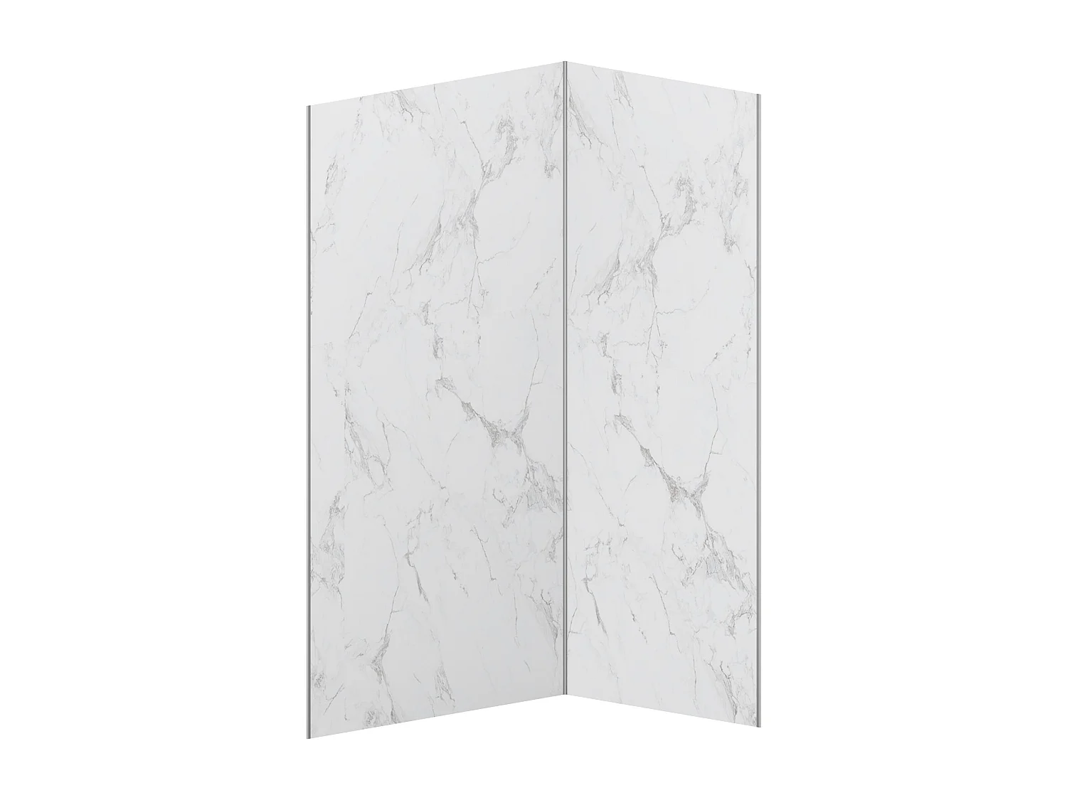 Set med 2 väggpaneler för dusch i vit marmoreffekt i aluminium med profiler - L90 x L120 x H210 cm - ENEKO