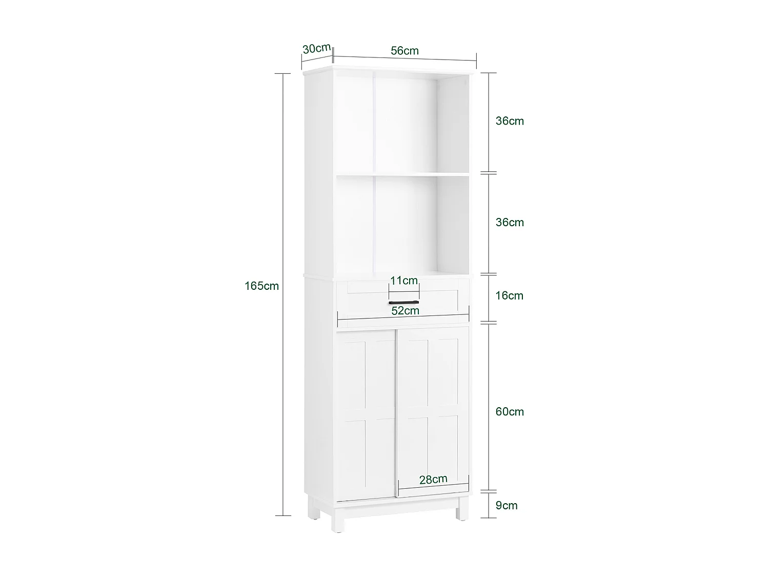 SoBuy Badrumskolonn Förvaring Färg Vit 56x30x165cm BZR141-W