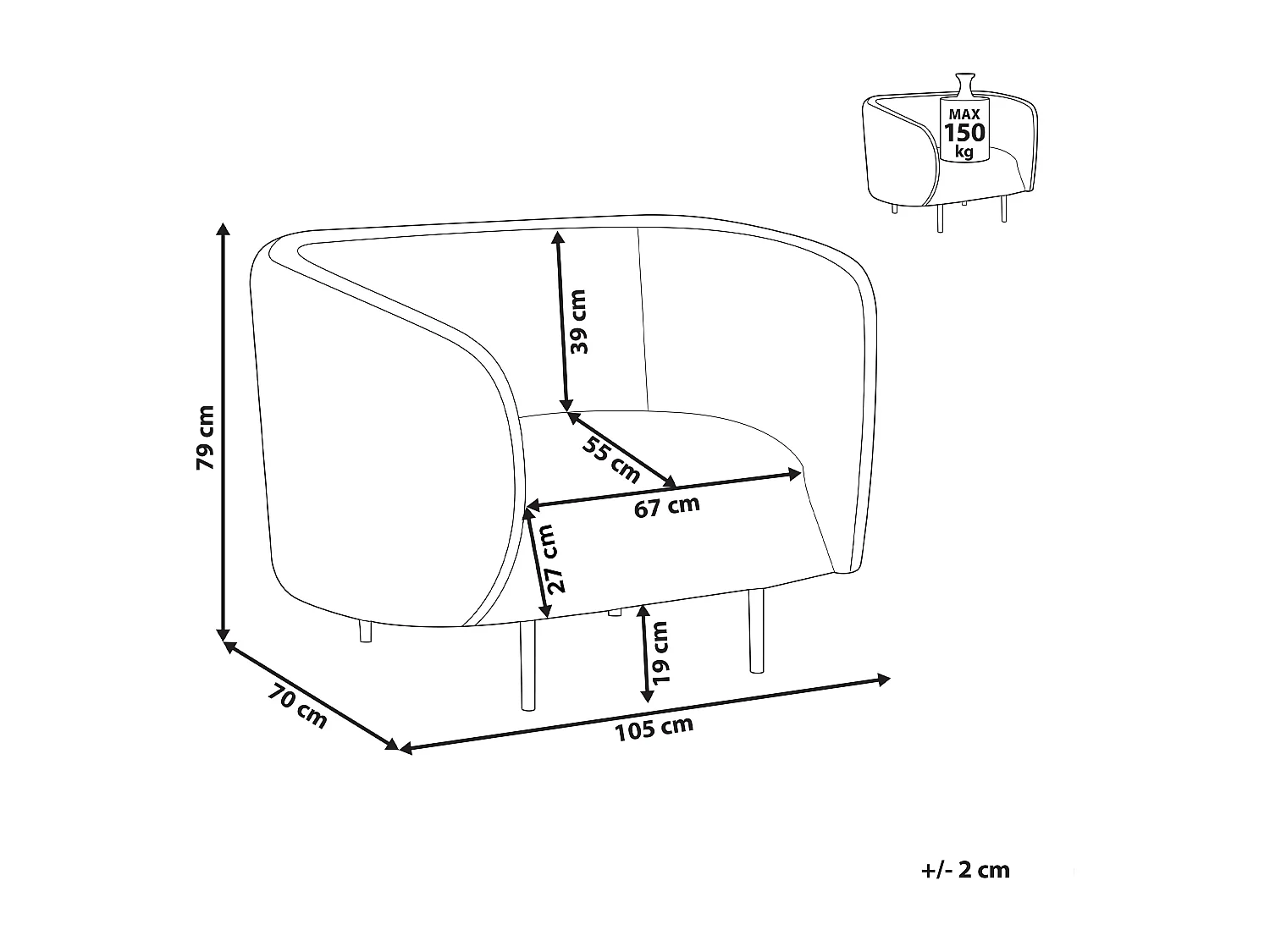 Fauteuil LOEN Bouclé Noir