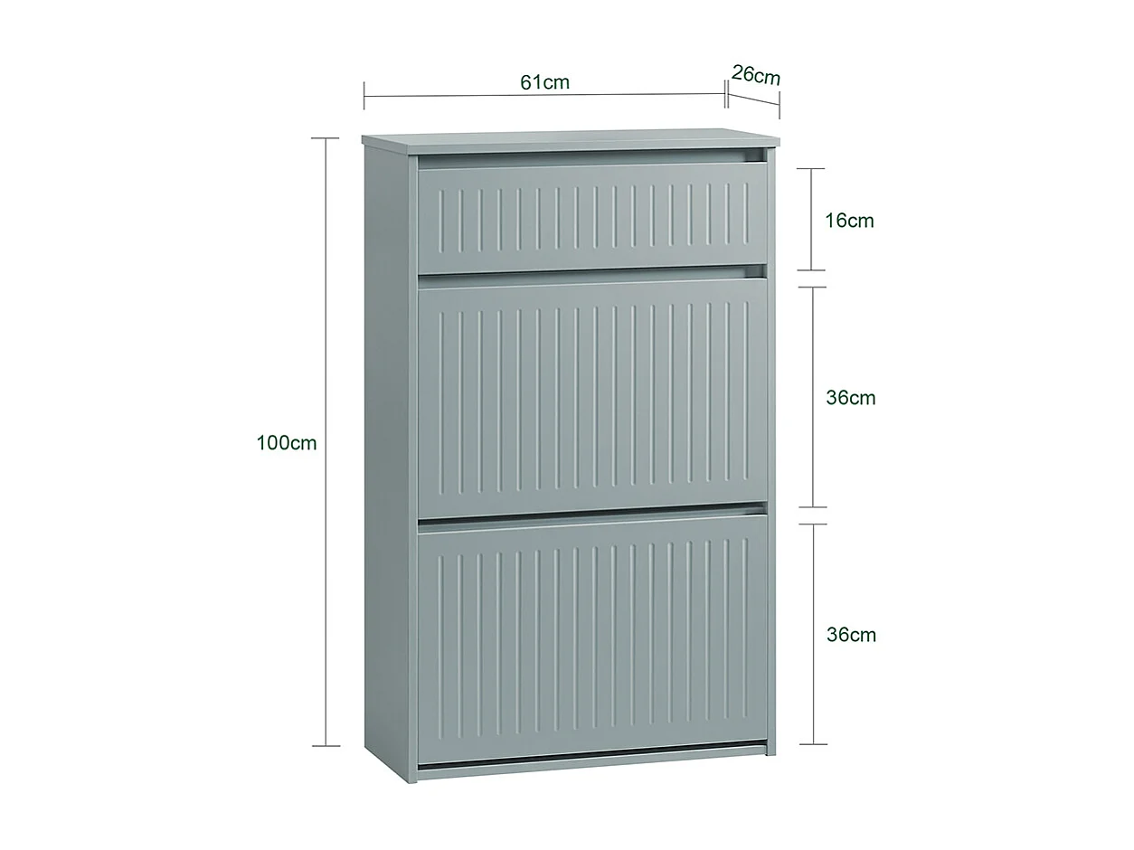 Zapatero Con 2 Solapas Y 1 Cajón Gris FSR165-HG SoBuy