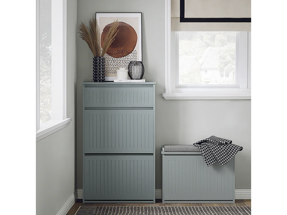 SoBuy FSR165-HG Banc à Chaussures avec Coussin Rembourrée 1 Abattant, Banc de Rangement