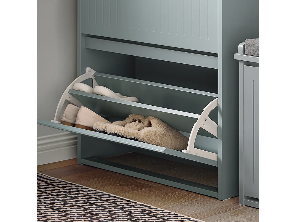 SoBuy FSR165-HG Banc à Chaussures avec Coussin Rembourrée 1 Abattant, Banc de Rangement