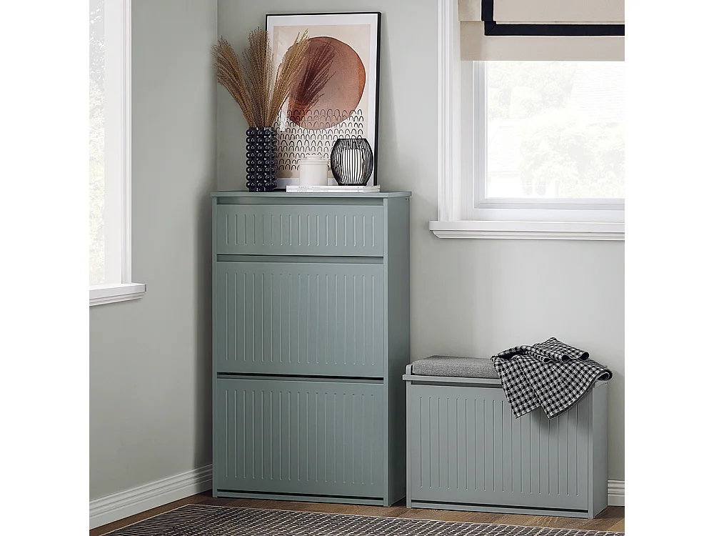 SoBuy FSR165-HG Banc à Chaussures avec Coussin Rembourrée 1 Abattant, Banc de Rangement