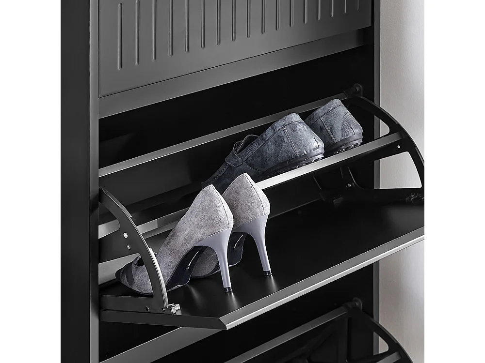 Zapatero Con 2 Solapas Y 1 Cajón Negro FSR165-SCH SoBuy