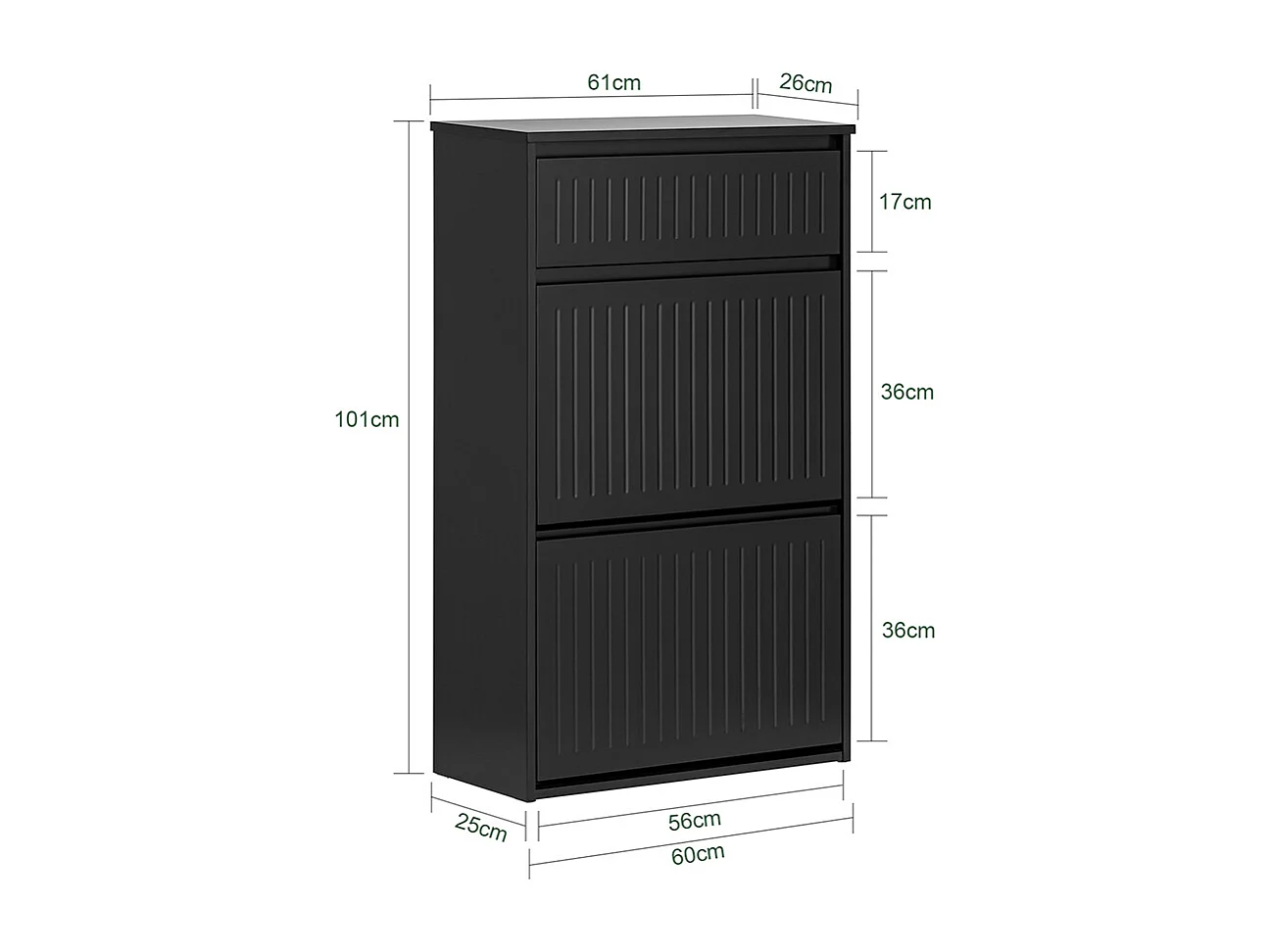 Szafka na buty z 2 drzwiami i 1 szufladą FSR165-SCH