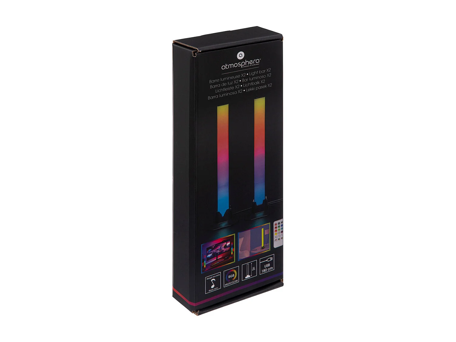 Lot de 2 Barres lumineuses multicouleur avec télécommande H 32.5 cm