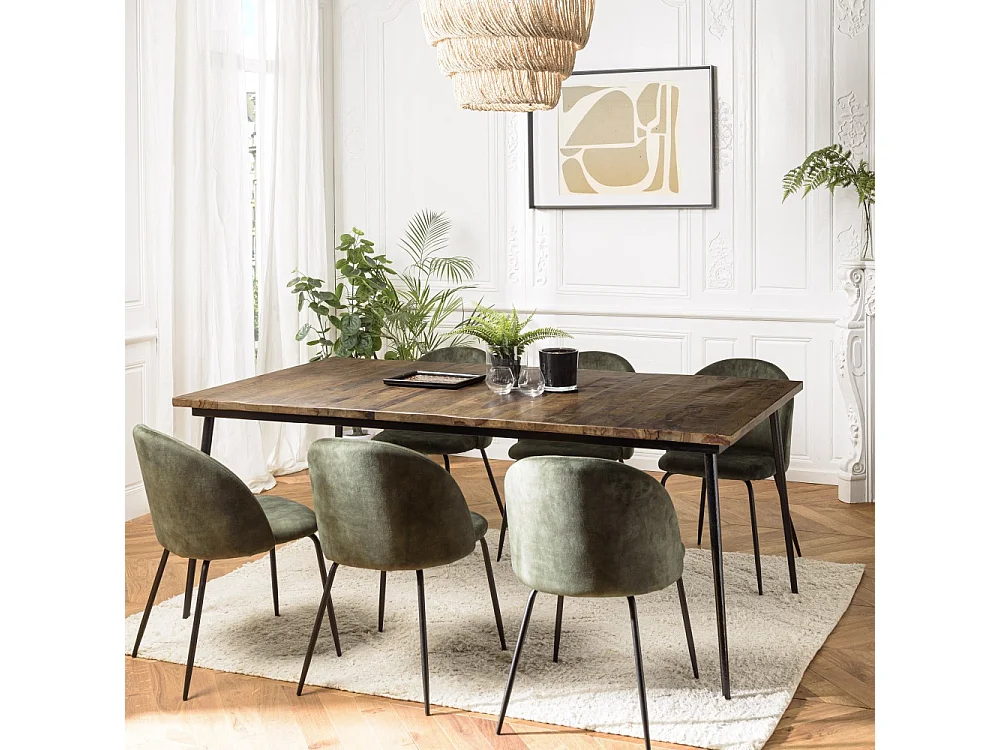 KIARA - Table à manger rectangulaire 200x100cm bois recyclé